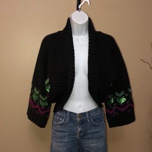 French Connection Women’s Black Bolero Open Cardigan Sweater